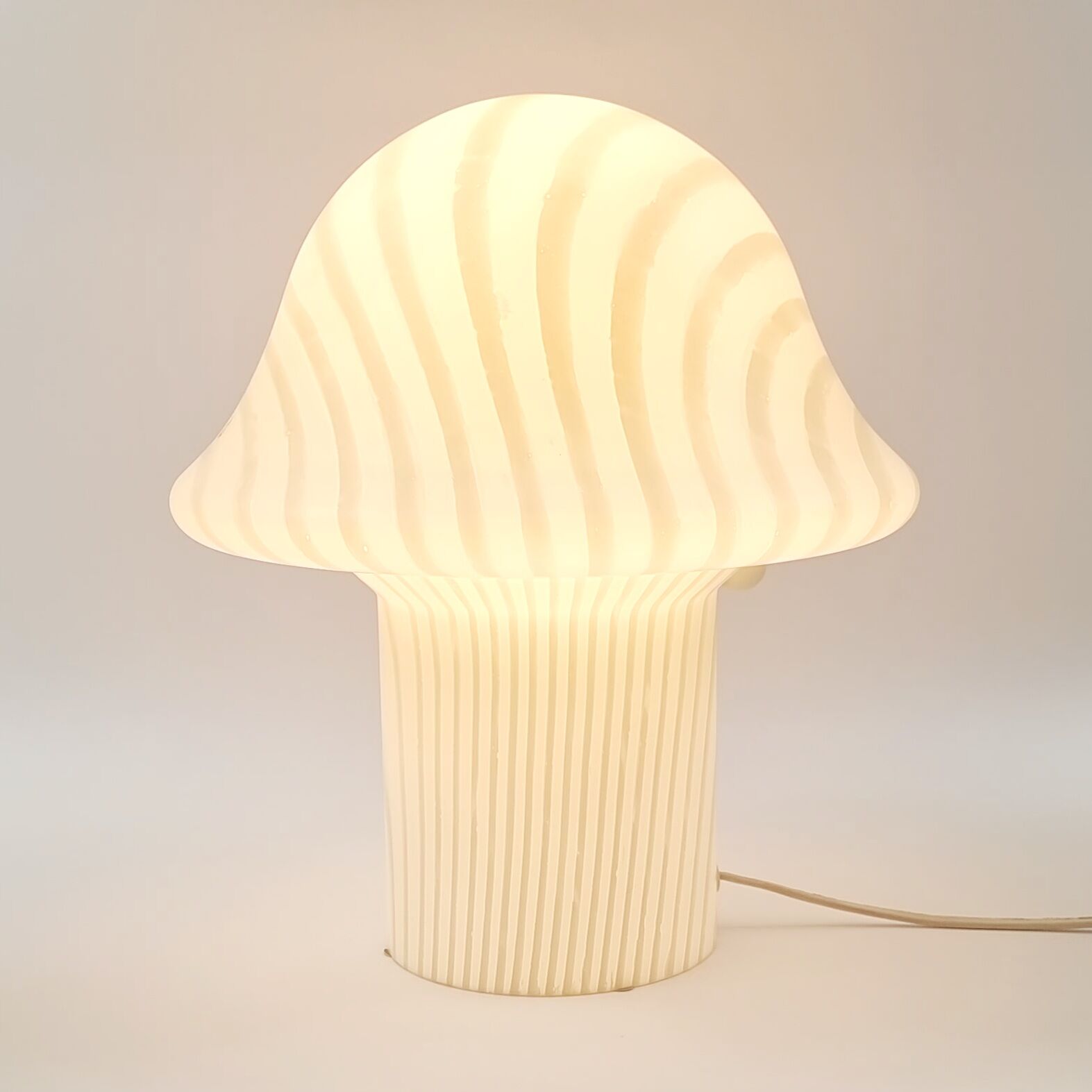 Striped glass mushroom table lamp from Peill & Putzler Germany 1970s