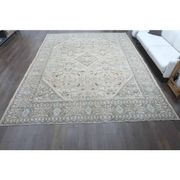 1970s Vintage Persian Handmade Wool Cotton Light Brown Area Rug 302x394