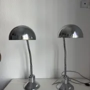 Pair of vintage 1940 Jumo 210 chrome desk lamps - 50 cm