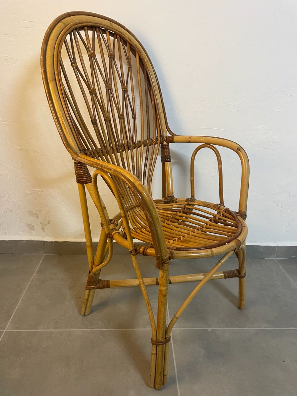 Set of 4 rattan armchairs from the 60s Italian