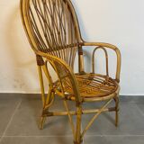 Set of 4 rattan armchairs from the 60s Italian