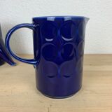 Vintage teapot and pitcher, blue ceramic