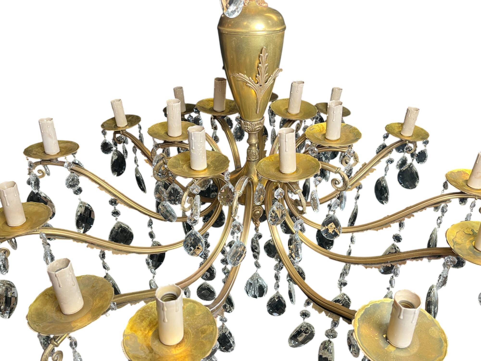 Napoleon III chandelier bronze brass crystal 18 lights late 19th century