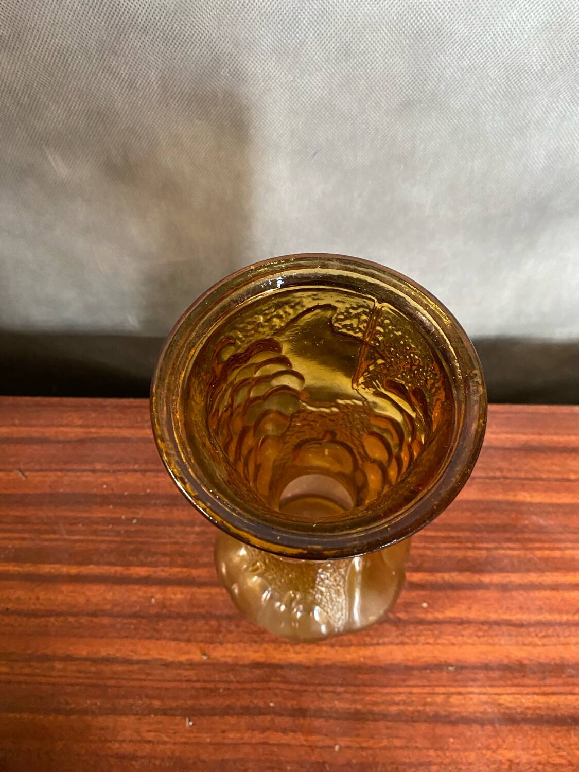 Antique Molded Glass Vase Yellow Orange Amber Made In Italy Vintage