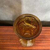 Ancien Vase Verre Moulé Jaune Orange Ambrée Made In Italy Vintage