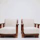 Vintage armchairs set of 2 brutalism off white corduroy