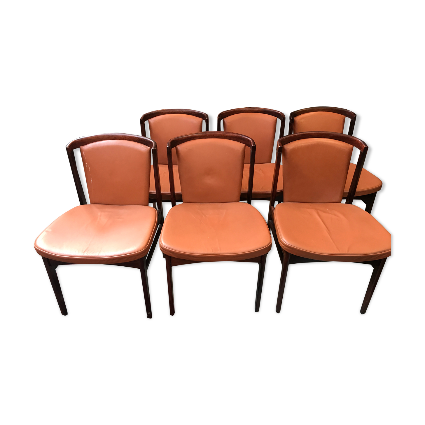 6 Dyrlund rosewood leather chairs