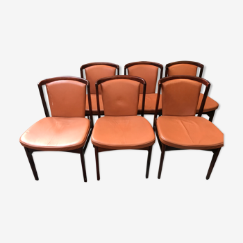 6 chaises palissandre dyrlund  cuir