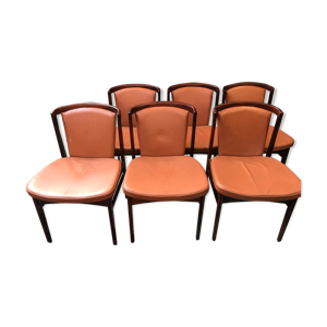 6 chaises palissandre - cuir