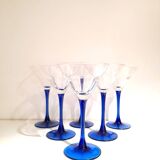 6 Campari Luminarc cocktail glasses blue base