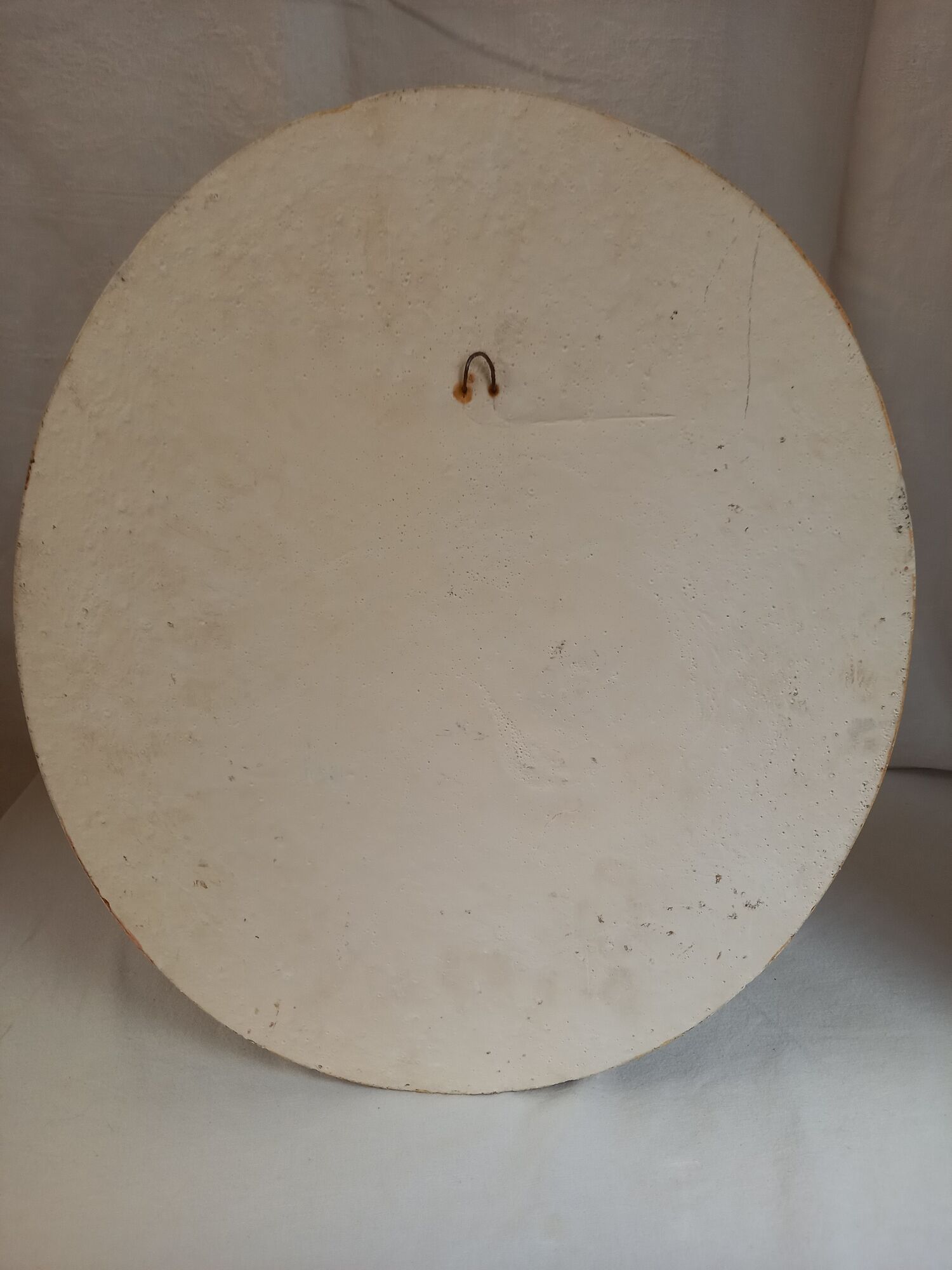 Plaster medallion, high relief, yellow ochre patina, representing the Roman divinity Ceres