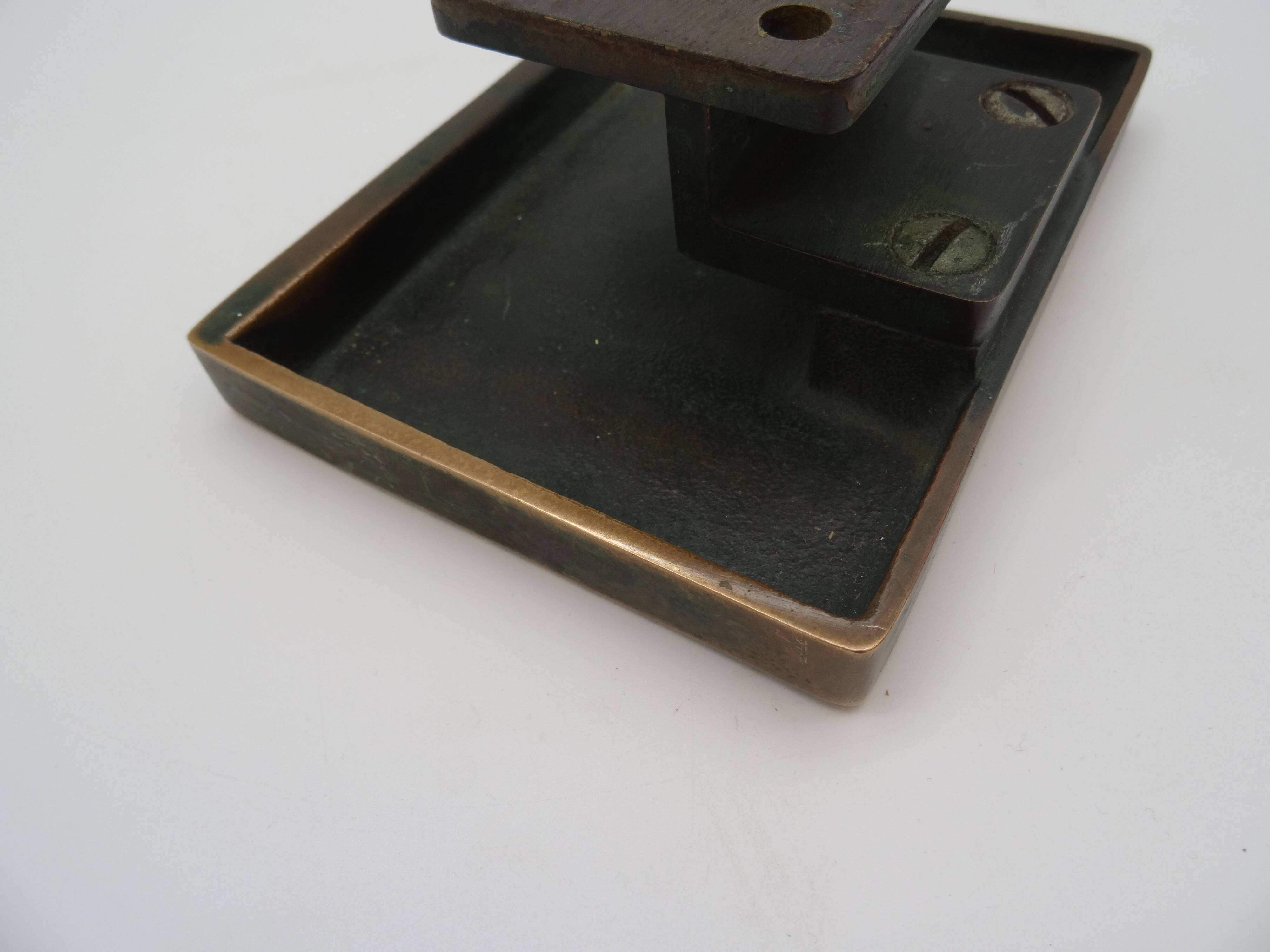 Rare Mid Century Solid Abstract Brutalist Bronze front Door Handle with key hole cover Germany 1960