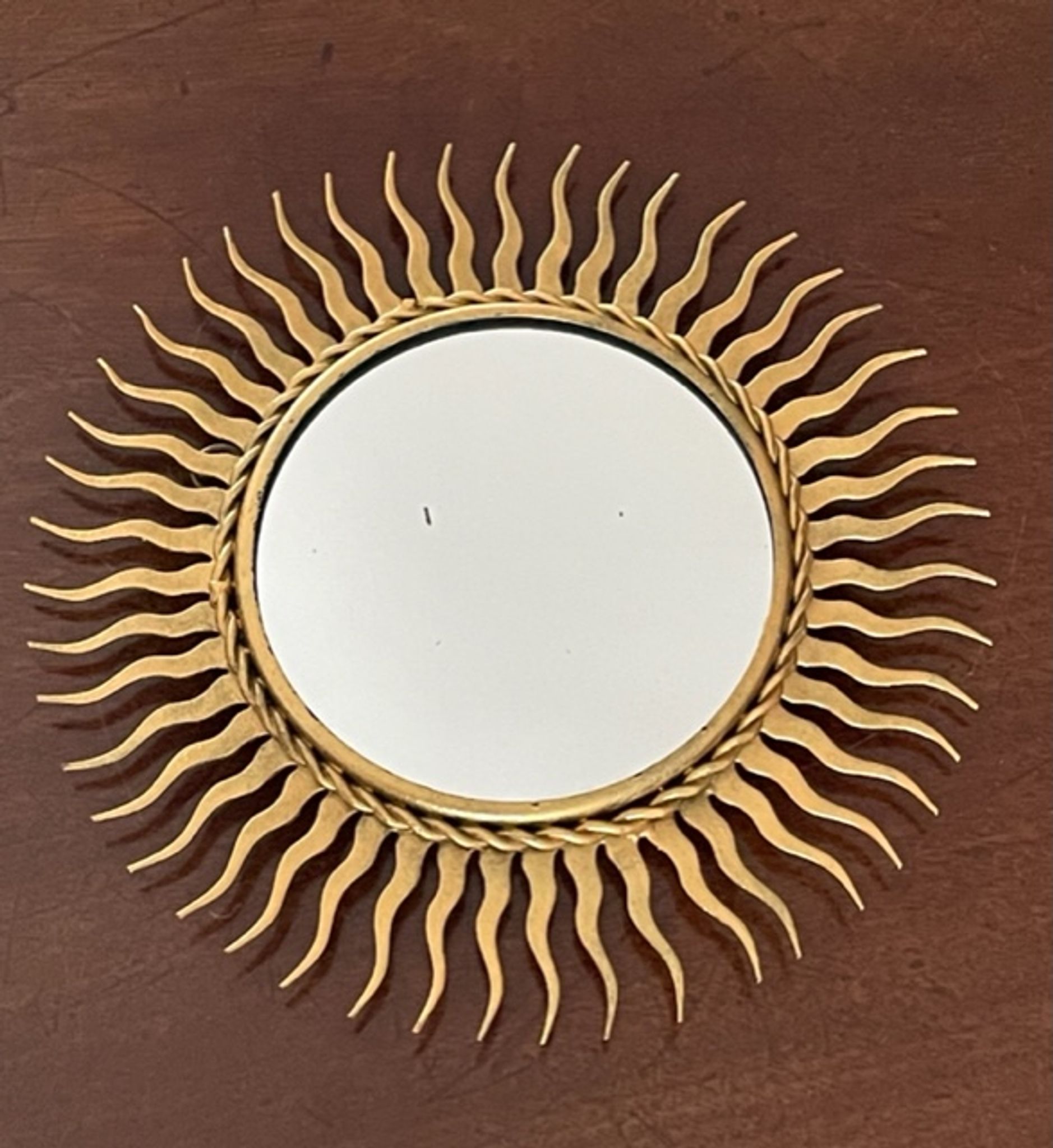 Sun mirror in gold metal 1950  21cm