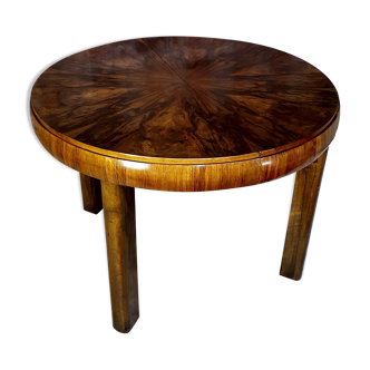 Round art deco table with extensions renovated fi 110, 160 cm unfolded. the 30s