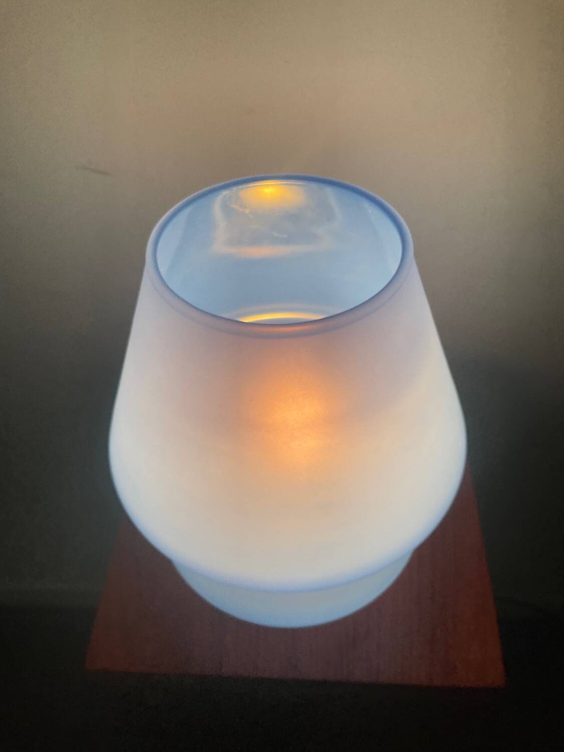 Lampe champignon vintage en verre bleu