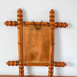 Bamboo effect wooden barber mirror 38 x 33 cm