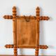 Bamboo effect wooden barber mirror 38 x 33 cm