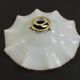 Vintage lampshade in white opaline glass with a wavy amber edge – Pendant or light