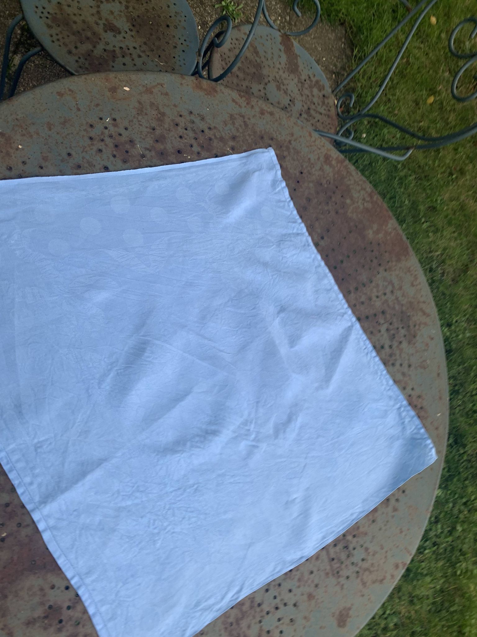 6 large vintage blue dyed damask cotton napkins