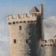 Oil painting on canvas port castle signed 1952