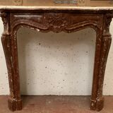 Fireplace three shells louis XV style in royal red marble XIX century