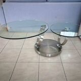 Table basse avec plateaux en verre dépliables