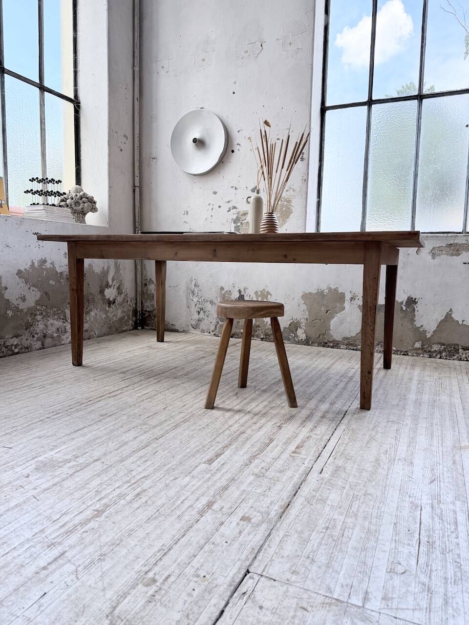 Farm table pitch pine 2 x 1 m from the 1950s