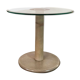 Coffee table with granite base, enamelled iron structure, 80s glass top