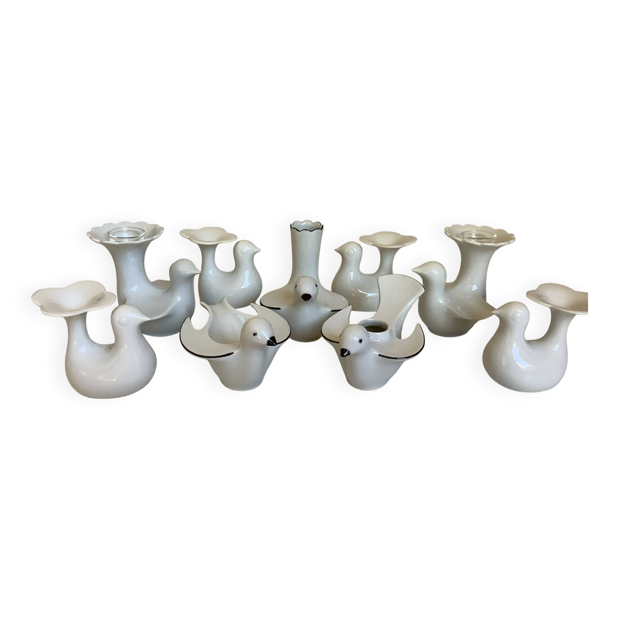Eight bird candlesticks from Bavaria and Arzberg, Germany