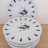 12 assiettes à dessert Air France Bernardaud Limoges décor Jean Picart