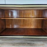 Art Decò Sideboard in Mahogany and Maple with Black Glass and Brass Finishi