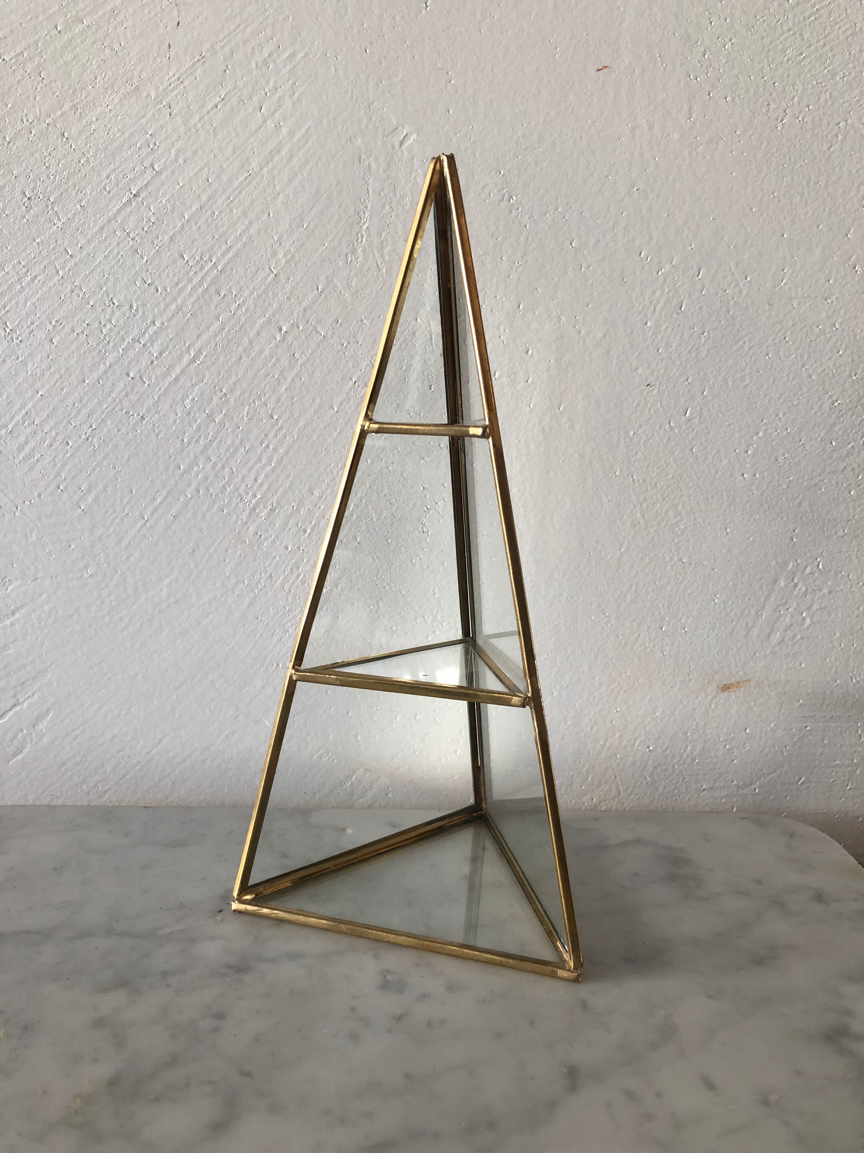 Vintage glass and brass showcase
