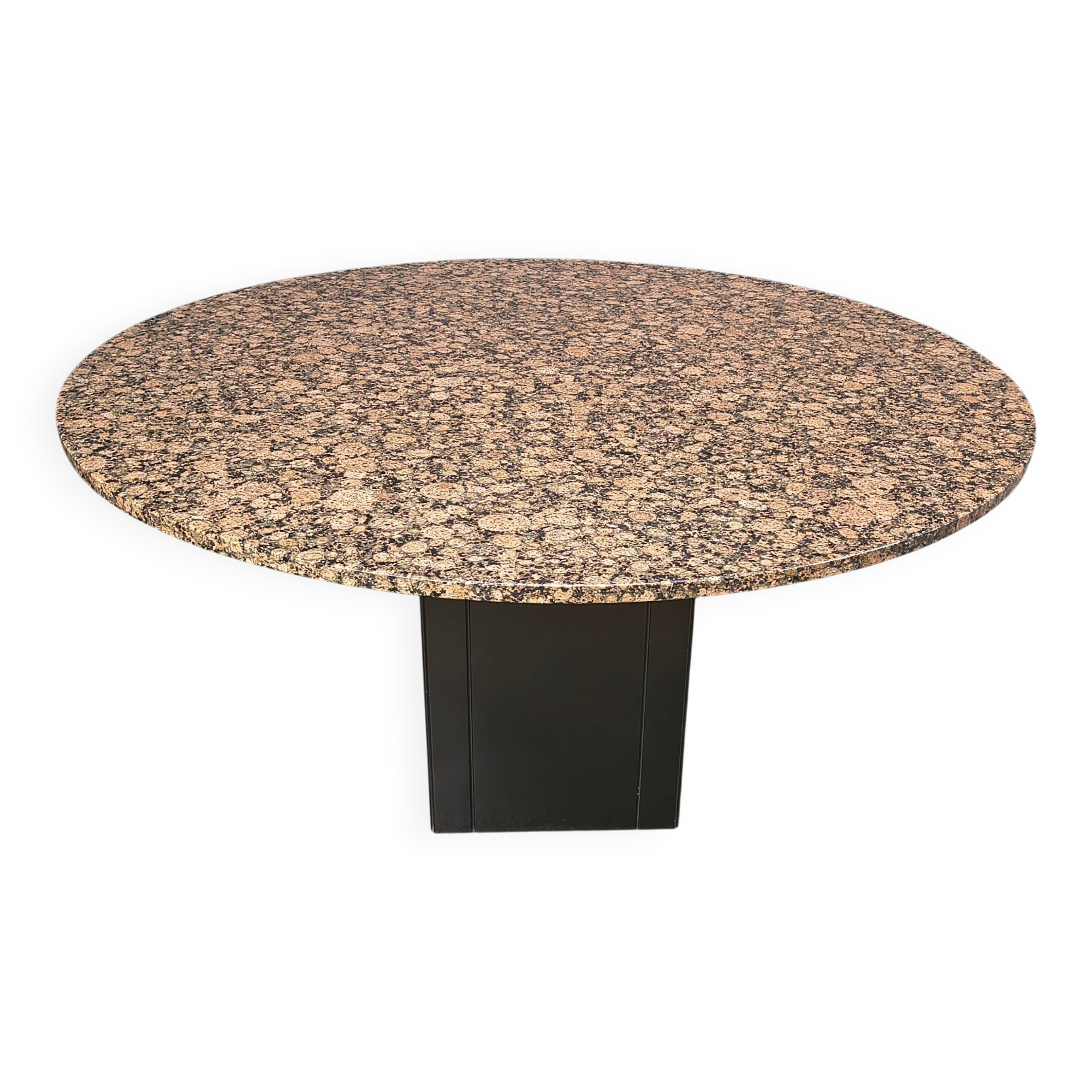 Vintage round granite center table, 1970s