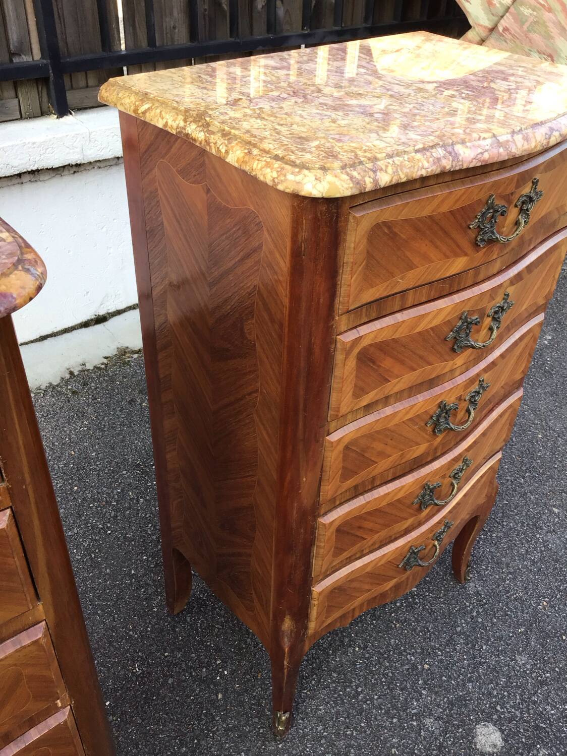 Pair of Louis XV style marquetry chiffonniers