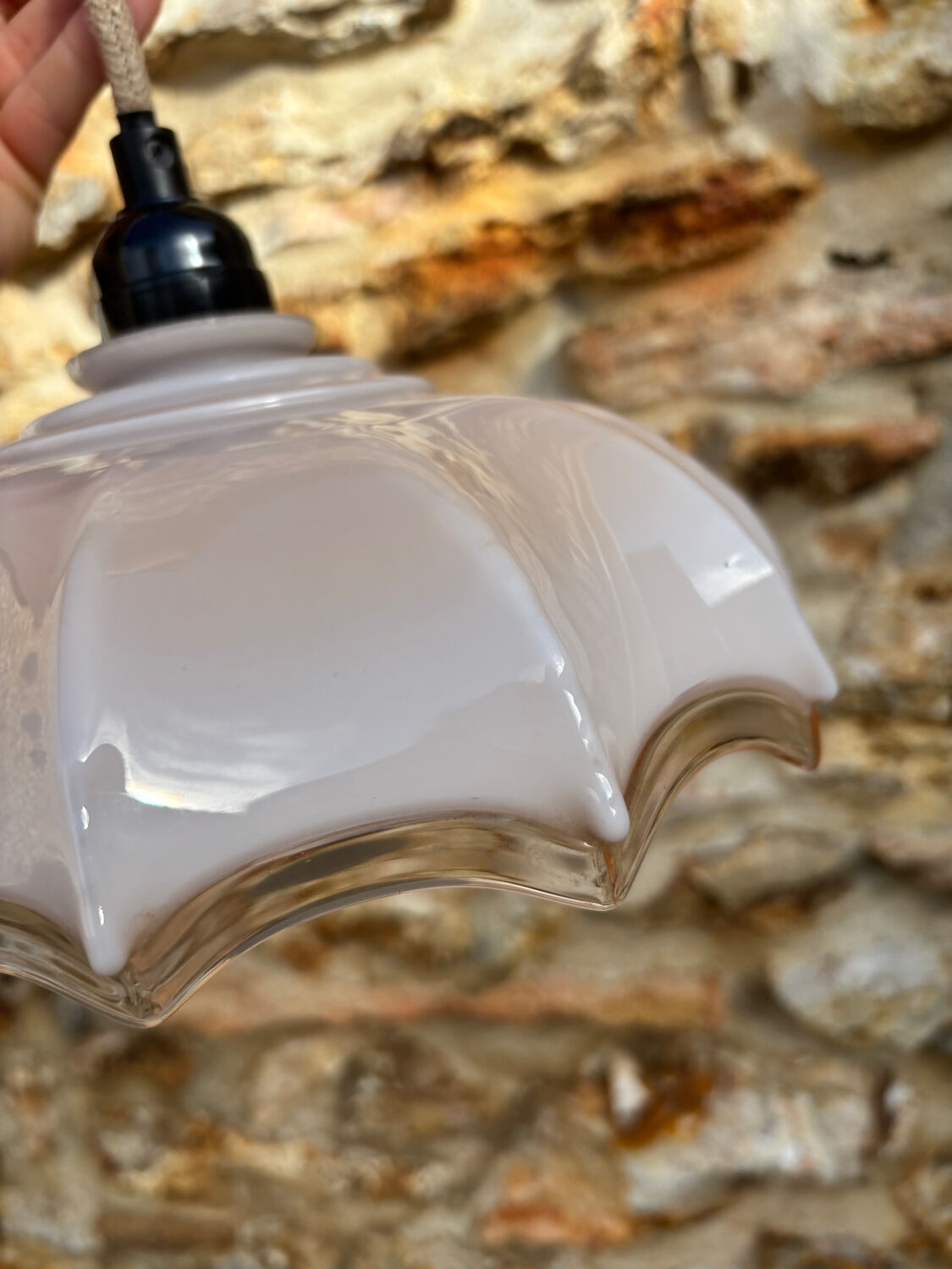 Vintage opaline glass pendant