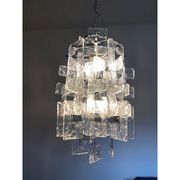 21st Century Transparent and Silver Chandelier in Murano Glass