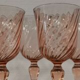 Set of 5 pink twisted water glasses "Rosaline" Luminarc France