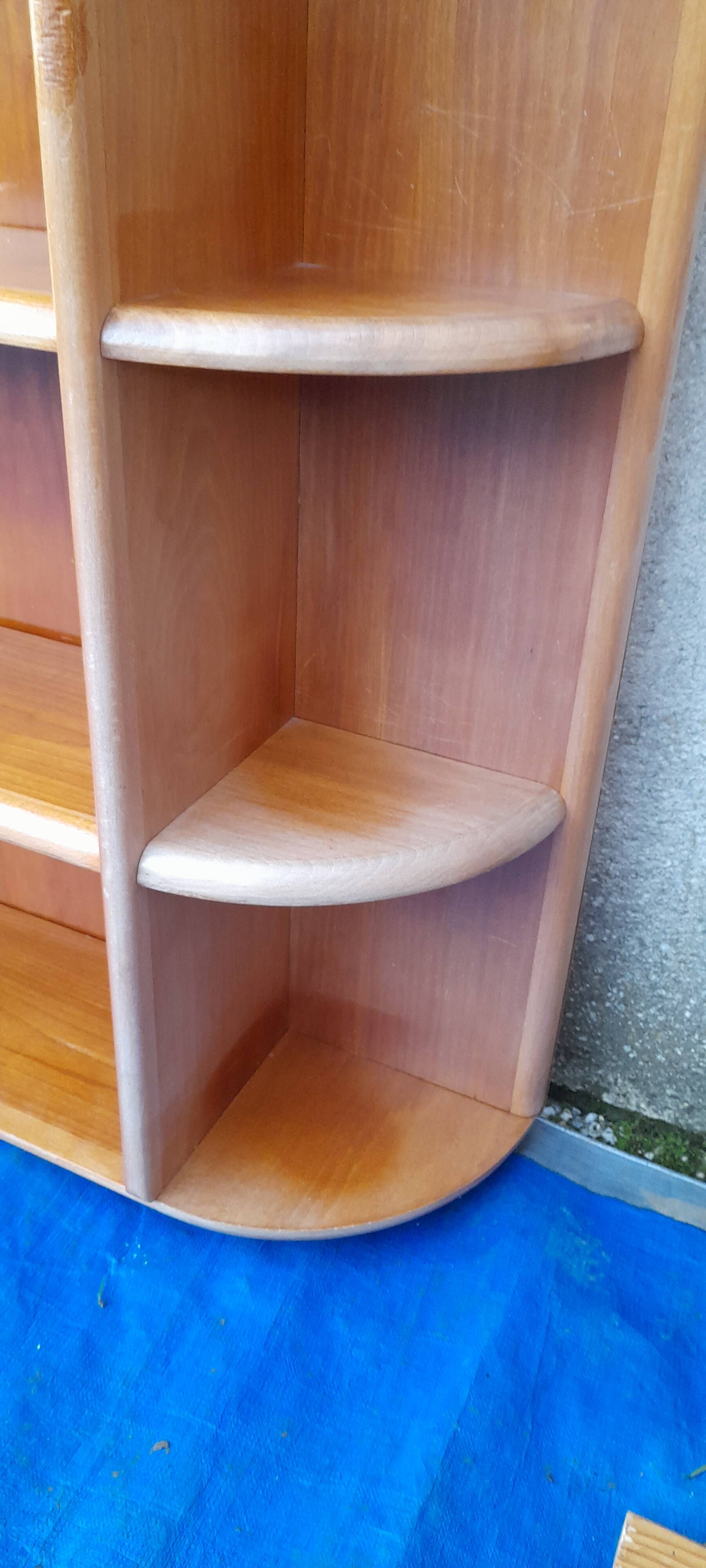 Scandinavian wall shelf in teak veneer L 229 cm