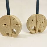 Pair of travertine elephant candle holders by Enzo Mari for Fratelli Mannelli 70s
