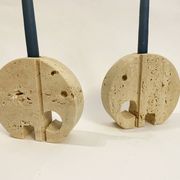 Pair of travertine elephant candle holders by Enzo Mari for Fratelli Mannelli 70s