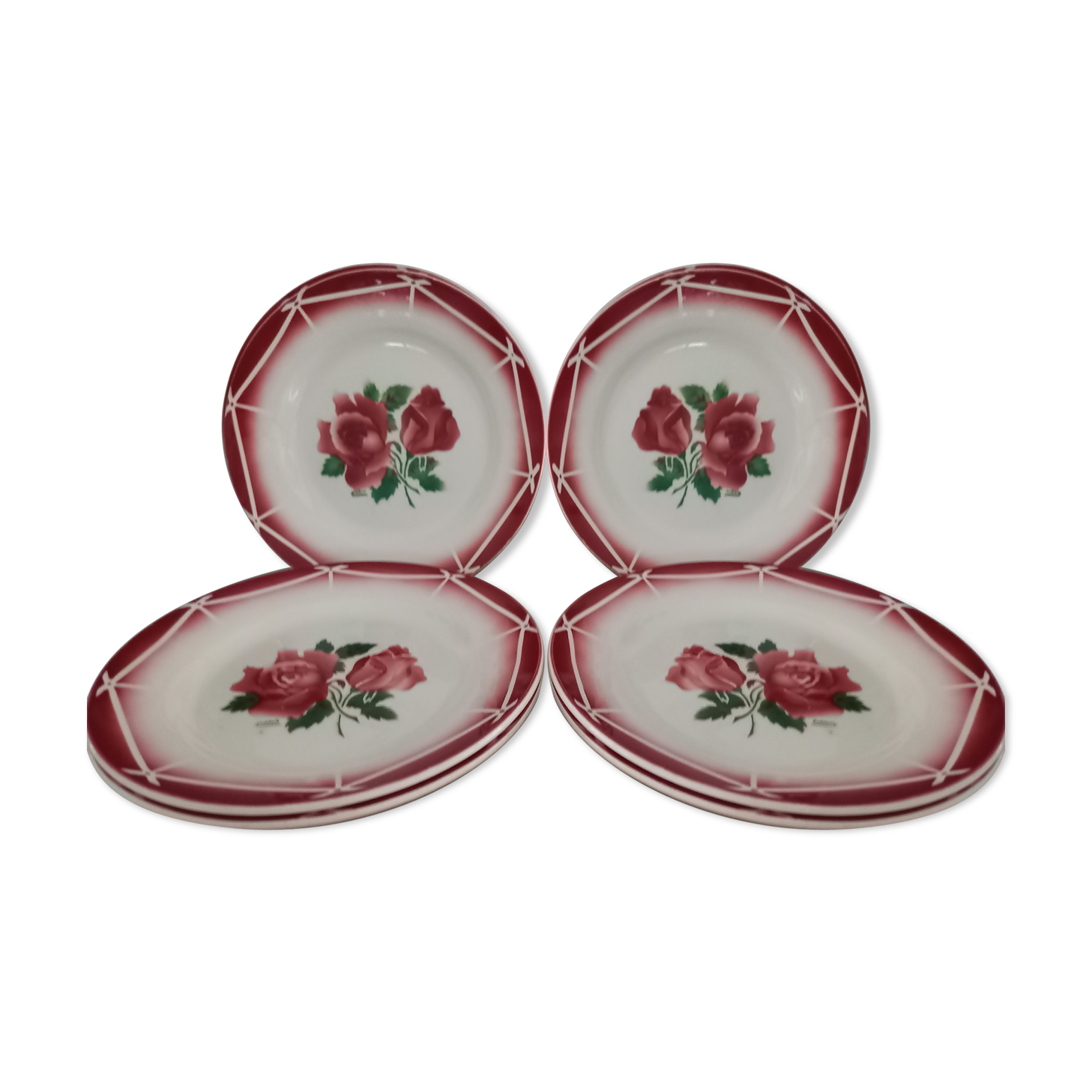 Lot of 8 flat plates Digoin Sarreguemines