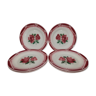 Lot de 8 assiettes plates Digoin Sarreguemines