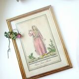 Two frames engravings couple Tobolsk with rose