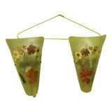 Pair of vintage resin sconces with vegetable inclusion