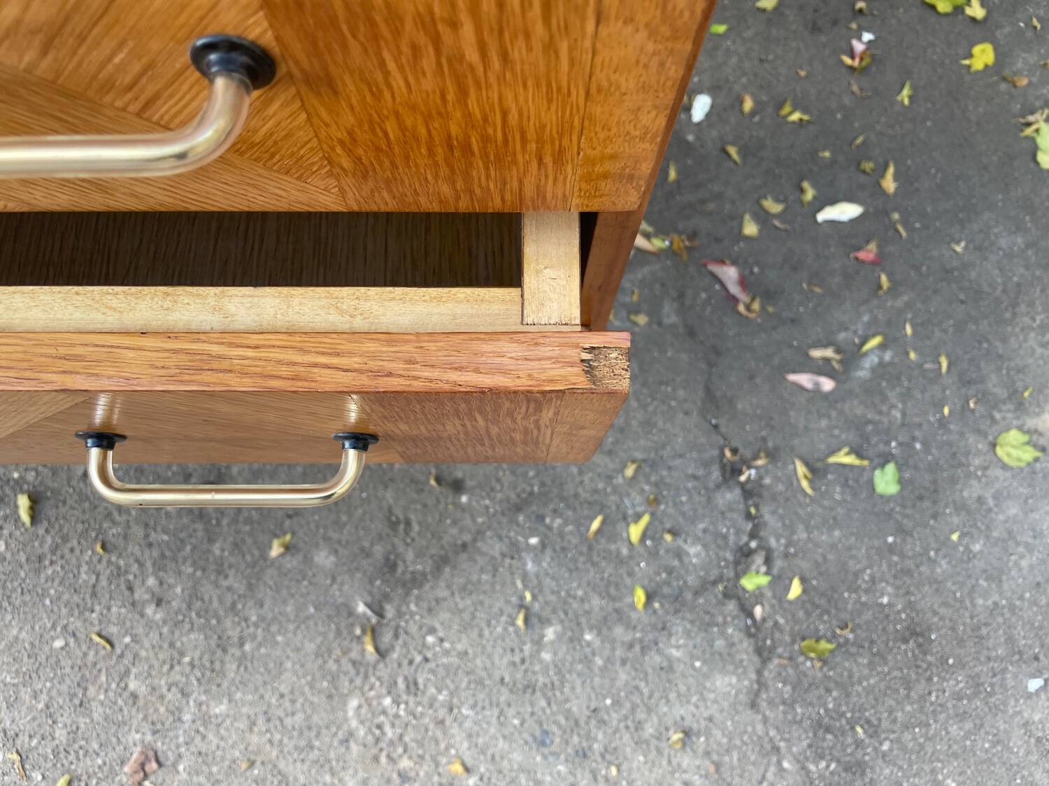 Vintage chest of drawers with compass feet