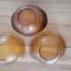 3 frosted glass bowls, amber