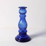 Bougeoir vintage en verre bleu cobalt / Italie / Années 1990