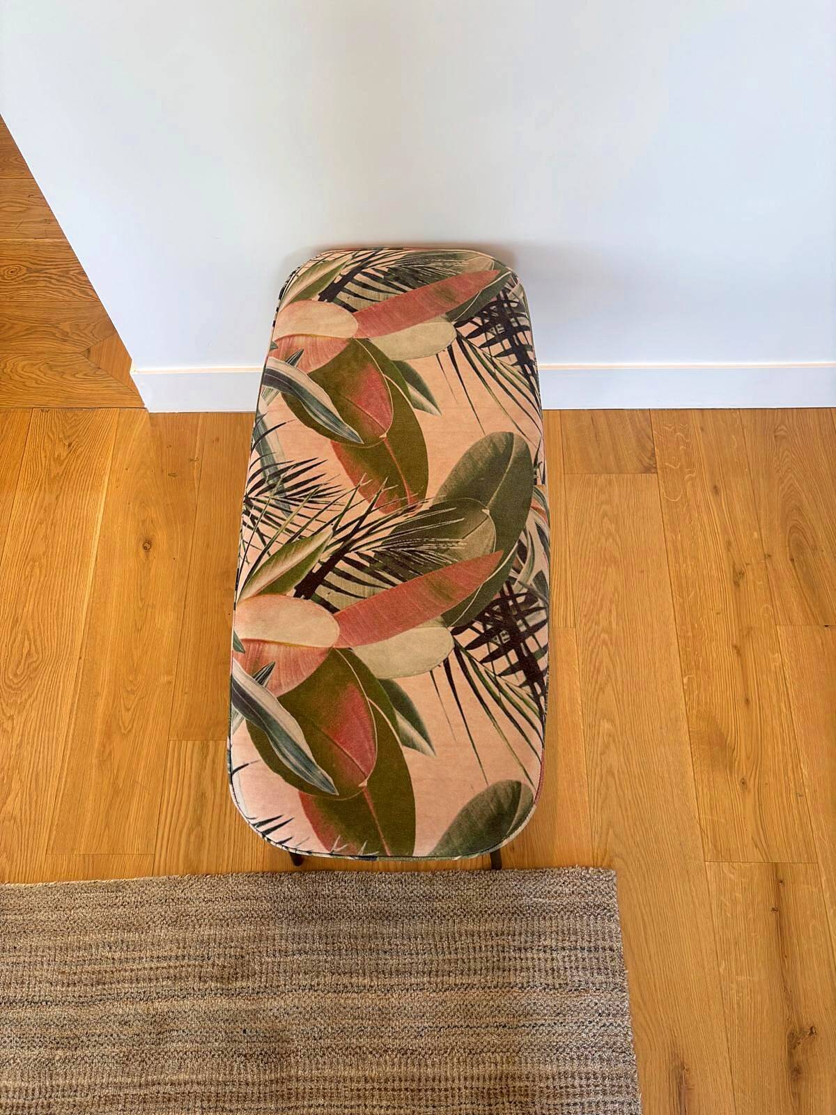 Calligaris bench in tropical patterned fabric