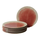Set of 6 Sarreguemines barbotine shell plates