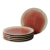 Set of 6 Sarreguemines barbotine shell plates